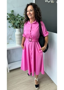 Amy vászonruha kerek csatos övvel 