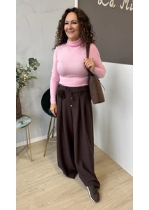 Virágos öves bőszárú nadrág 