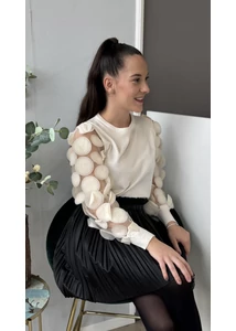 Tüllös korongos ujjú felső