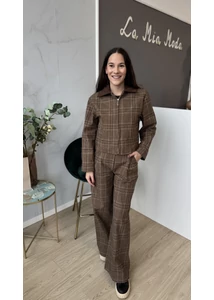 Kockás rövid kabát 