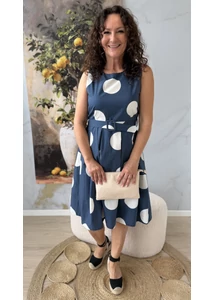 Pöttyös vászon ruha 