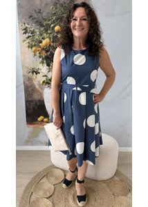 Pöttyös vászon ruha 