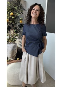 Oldalt kötős farmer felső 