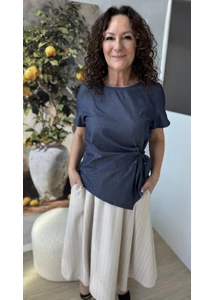 Oldalt kötős farmer felső 