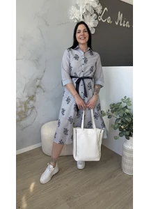 Csíkos virághímzéses ruha 