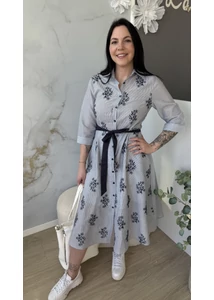 Csíkos virághímzéses ruha 