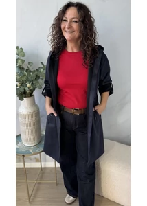 Kapucnis velúr kabát