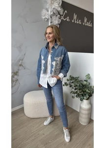 Csipkés farmerkabát