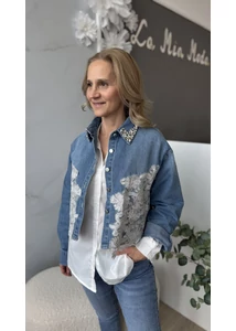 Csipkés farmerkabát