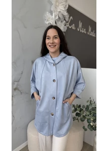 Kapucnis velúrhatású kabát 