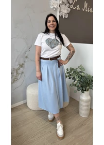 Öves, gumis derekú maxi szoknya