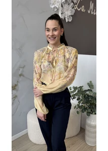 Sárga virág mintás blúz