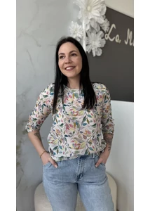 3/4es ujjú mintás blúz