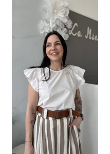 Fodros ujjú pamut felső