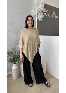 Ejtett ujjú csillogó poncsó