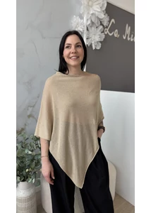 Ejtett ujjú csillogó poncsó